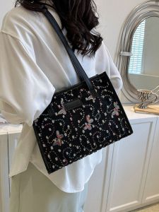 กระเป๋าสะพายไหล่ขนาดใหญ่สไตล์เกาหลีสำหรับผู้หญิง กระเป๋าถือผ้าใบ ปิดด้วยซิป ความจุขนาดใหญ่ กระเป๋าถือแบบลำลองสำหรับเยาวชน