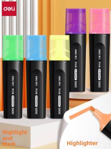 deli | Fluorescent Highlighter Pen Colorful Pen Pastel Silver Large Capacity Note-taking Pen