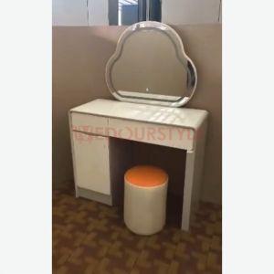 (Free Installation) Vedourstyle Creamy Dressing Table Led Mirror + Stool Makeup Table Meja Solek 梳妆台