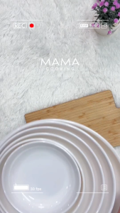 Mama Cooking - จานเมลามีน กลม ลึก สีขาว ขนาด 15.2 17.5 20.1 22.6 25.4 29.9 cm จานเปล อาหาร กับข้าว สไตล์เกาหลี