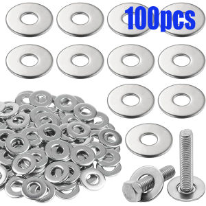 100 Large Wide-Body M4-M8 Stainless Steel Flat Washers Suitable for Home Maintenance Shop and Outdoor Building Repairs.