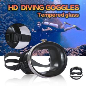 COD ready stock HD Waterproof Tempered Glass Stainless Diving Goggles Fisherman Swimming Goggles Scuba Diving Mask Classic Freediving Mask Retro Anti Fog Tempered Glass Lens Stainless Steel Silicone Diving Goggles for Adults Men