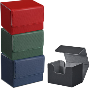 4 Pack Card Deck Box holds 100+ Sleeved Cards PU Leather Strong Magnetic Closure card box for TCG/PTCG/CCG Card