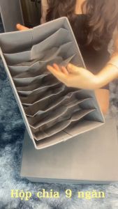 Hộp vải đựng quần áo chia ngăn khay đựng đồ lót tất vớ gấp gọn tiện lợi