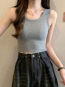 Black U-Neck Mini Strap Vest Womens Inner Wear 2025 New Spring Summer Pure Cotton Short Slim Fit Base Layer Outerwear