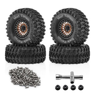 RCMMTING 2.2 Mud Crawler Tire & Wheel Set for 1/8 1/10 Axial AXP8 SCX10 II III Pro TRX4 RC4WD D90 Redcat Gen7 RC Crawler Car