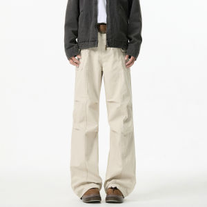 WUKONGYOUHUO | Retro Faded Flared Wrinkle Casual Trousers