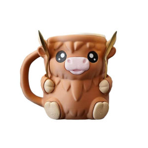 Bandai | Ly Sứ Hình Bò Cao Nguyên 3D - Ly Cà Phê Hình Yak Hoạt Hình Dễ Thương Đồ Uống Độc Đáo Dành Cho Nhà Văn Phòng Trà Sữa Quà Tặng Sinh Nhật Lễ Tết Lý Tưởng