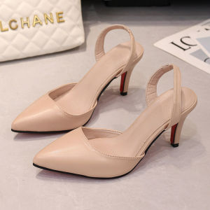 French Heels Womens Stiletto Toe Sandals Summer New Pointed Toe Fashionable and Versatile Plus Size Low Heels