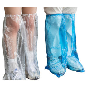 Waterproof Thick Plastic Shoe Covers Long Tube over Knee Disposable Outdoor Rainy Day Mud Proof Portable Transparent for Cycling And Commuting