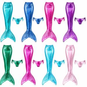 Little Mermaid Girls Cosplay Swimsuit Shiny Fish Scale Single Fins Children Swimming Bathing Suit Beach Pool Party Costume