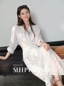 Đầm Áo Sơ Mi Trắng Pháp Dây Rút Nếp Nhăn Cao Size Nhỏ