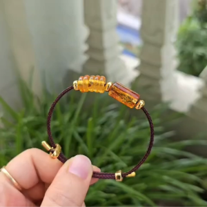 Q2533 Vòng lu thống Hổ Phách Hoa ngũ điếu Hổ Phách Vàng ko kén mệnh - Phong Thủy TUDO