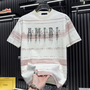 FGD | High-end Embroidered Glitter Striped Short Sleeve T-shirt