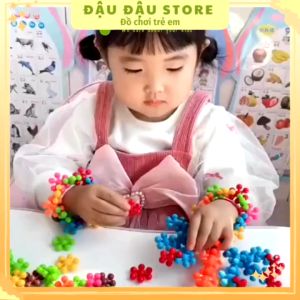 Đồ Chơi Xếp Hình Hoa Mai 3D Màu Macaron Xoay Chiều Mô Hình Lắp Ráp Hoa Tuyết Cho Bé Đậu Đậu Store