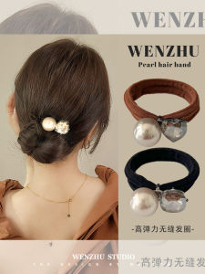 ยางรัดผมสีดำยืดหยุ่นสูง ยางรัดผมสีคริสตัล ยางรัดผมสไตล์ผู้หญิง รัดผมสูง หัวเข็มขัดประดับคริสตัล รัดผมสีดำ