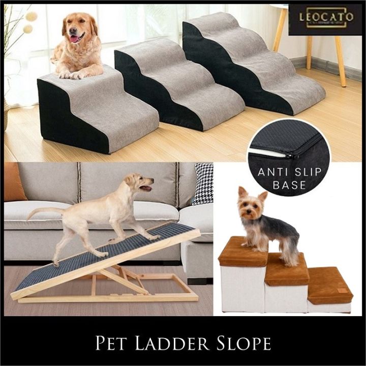 Adjustable Solid Wood Dog Pet Stair Steps Ladder Sponge Slope Ladder ...