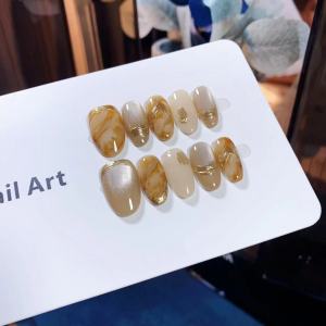 High Quality Handmade Cat Eye Nail Tips Short Style Wearable Nail Art Pieces Pure Hand Dyeing Premium Feel Chinese Manufacturer