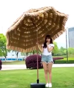 70.86 Inch Foldable Big Umbrella Sun Umbrella Parasol Outdoor Beach Umbrella Straw Thatched Umbrella