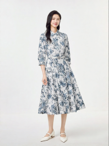 Koradior | Cotton Comfortable Floral Mid-length Dress
