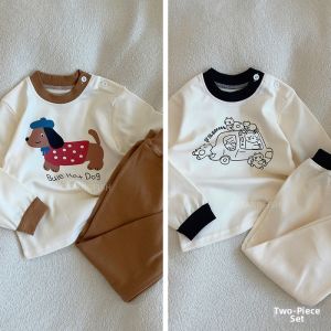 cat and fish | Cartoon Low Waist Casual Outfit for Boys