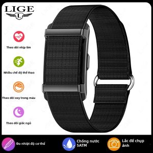 LIGE | Vòng Đeo Tay Thông Minh Bluetooth Chống Nước Với Chức Năng Theo Dõi Nhịp Tim Giấc Ngủ & Nhiệt Độ Cơ Thể Nhắc Nhở Cuộc Gọi Thiết Bị Theo Dõi Thể Dục Thể Thao Dành Cho Người Lớn