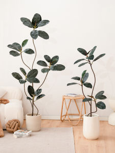 LIANYOU | Elegant Black Rubber Plant Artificial Indoor Potted Decor