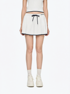 ANN ANDELMAN | Color Block Bow A-Line Pleated Skirt