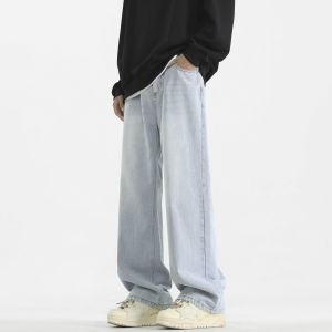 กางเกงยีนส์ทรงตรงสำหรับผู้ชาย กางเกงขายาวทรงหลวมสไตล์อเมริกัน กางเกงขายาวทรงหลวมสำหรับผู้ชายในช่วงฤดูหนาว กางเกงขายาวทรงตรงทรงตรงทรงหลวม