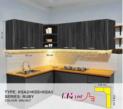 1 Set (3pintu/2pintu/sudut) Kitchen Set Atas Lemari Gantung Rak Dapur Minimalis KSA LONG RUBY - KMTop