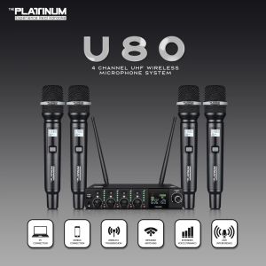 Platinum Karaoke U80 4-channel UHF Wireless Microphone