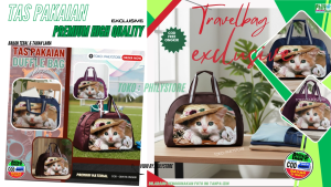 TAS TRAVEL BESAR MOTIF KUCING / TAS PAKAIAN UNTUK MUDIK / KOPER / TAS TENTENG BEPERGIAN TAS BAYI