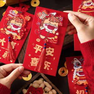 YESPERY 6Pcs Creative Cartoon Lucky Pony Red Envelopes with Tassel 2026 Horse Year Red Packets Chinese New Year Angpao