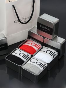 Pure Cotton Boxer Shorts for Men Breathable Sporty Red Four Corner Briefs Chinese Zodiac Year Gift Box CK&lin mid Waist Underwear