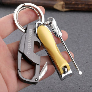 Multi-Functional Mens Keychain Ear Spoon Nail Clipper Engraved Bottle Opener with Knife Decomposition Waist Buckle Hook