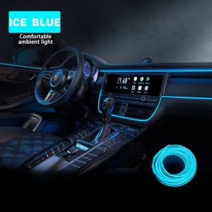 Hot 1m 2m 3m 5m อุปกรณ์ตกแต่งภายในรถยนต์บรรยากาศโคมไฟ EL Cold Light สาย USB DIY ตกแต่ง Dash คอนโซล Auto LED Ambient Light
