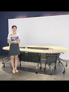 *FREE INSTALLATION*Foldable Table Conference Training Table And Chair Set Splicing Multifunctional Long Strip With Wheel