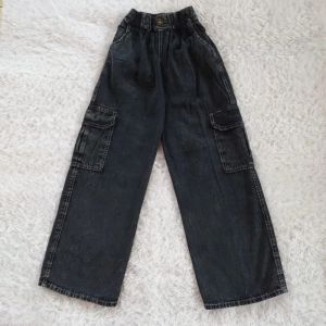 Celana Jeans Cargo Anak Kids Denim Palazzo Girls - Kulot Cargo Anak Remaja Perempuan M4