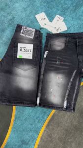 Quần short jean nam cao cấp quần jean nam ngắn vá đen rách nhẹ gối vải dày co dãn mẫu mới chuẩn shop Quang_thời_trang