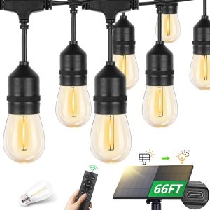 (Including ties)20M 21bulbs Solar String Lights WaterproofOutdoor String Lights Solar PoweredCommercial Grade LED Decorative Solar String Lights for Outsidebistro lights outdoorsolar led outdoor waterproof