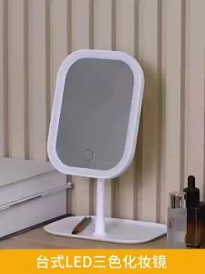 New LED Modern Desktop Vanity Mirror Portable 3 Color Light LED Makeup Touch Mirror for Women Bedroom Dressing Use