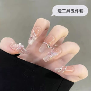 Nhựa Giả Móng Tay Đeo Được Pure Handmade White Effect Luxury Wedding Tour Celebrity Wearable False Nails Art Nail Extensions