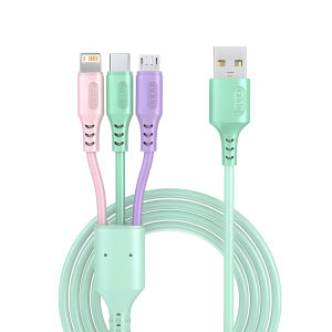 3 in 1 USB-A to Type-C/Micro/Ios Fast Charging Cable For iPhone Samsung Xiaomi Redmi Huawei Multi-port USB C Charge Cable