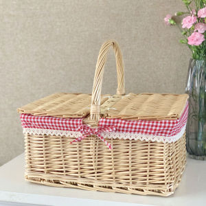 Willow Woven Handheld Picnic Basket Fruit Storage Basket Photography Props Shopping Basket Eco-friendly Storage Solution