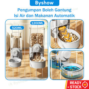 Byshow Auto Refill Hanging Pet Feeder with Anti Tip Clip Automatic Food Feeder Drinker Water Dipenser Cat Dog Rabbit Water Bowl Bekas Makanan Automatik Gantung Sangkar Bukaan 5cm Rekaan 75° Anti Tumpah untuk Kucing Anjing Arnab