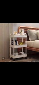 Multi story storage trolley trolley with pulley for storage bathroom kitchen organizing rack office bookshelf space saving trolley