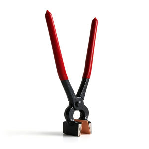 Anti-Scratch Leather Working Clamping Pliers with Copper Protective Pad Red Insulated Handle DIY Leather Craft Hand Clamp Tool