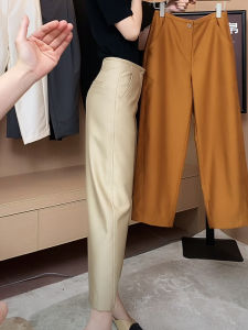 กางเกงขายาวทรงตรงเอวสูงสำหรับผู้หญิงในช่วงฤดูร้อน กางเกงขายาวทรงบาง ผ้าไหมเนื้อนุ่ม สไตล์ใหม่ 2025 กางเกงขายาวลำลอง