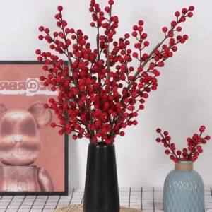 Kmitang | Cành Quả Đỏ Giáng Sinh Nhân Tạo 48cm-76cm Quả Holly Giả Cây Nhựa Trang Trí Nhà Cửa Lễ Hội Thu Hoạch Giáng Sinh