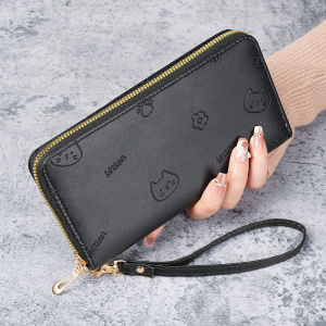 Korean version long wallet womens fashion simple zipper zero wallet large capacity multiple card slots card bag womens